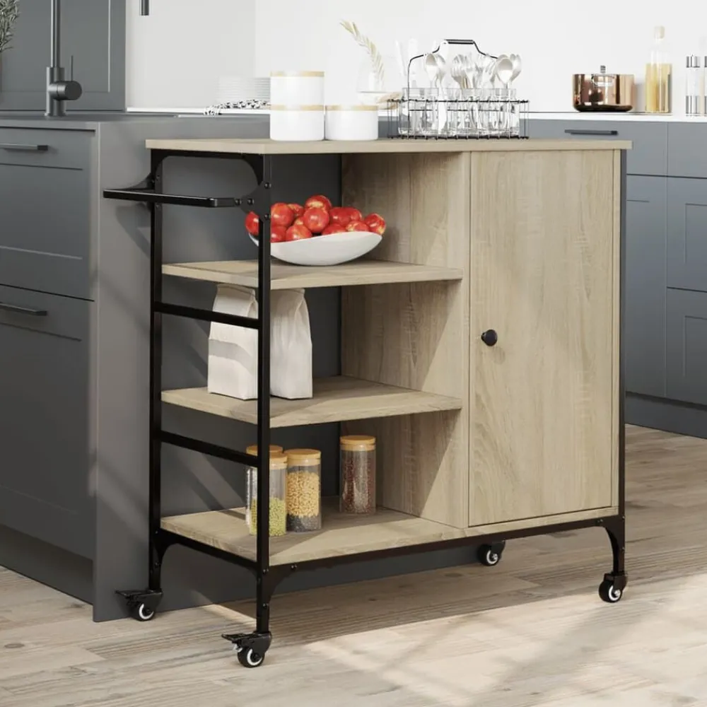 Keukentrolley 87,5x38,5x84,5 cm bewerkt hout kleur>vidaXL Discount