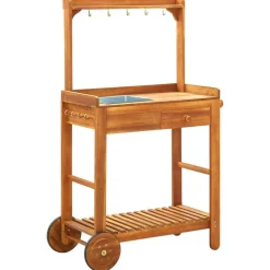 Trolleys*vidaXL Keukentrolley 92x43,5x141,5 cm massief acaciahout