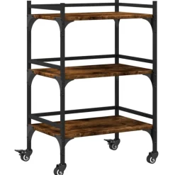 Trolleys*vidaXL Keukentrolley 50x35x75,5 cm bewerkt hout kleurig Gerookt eiken