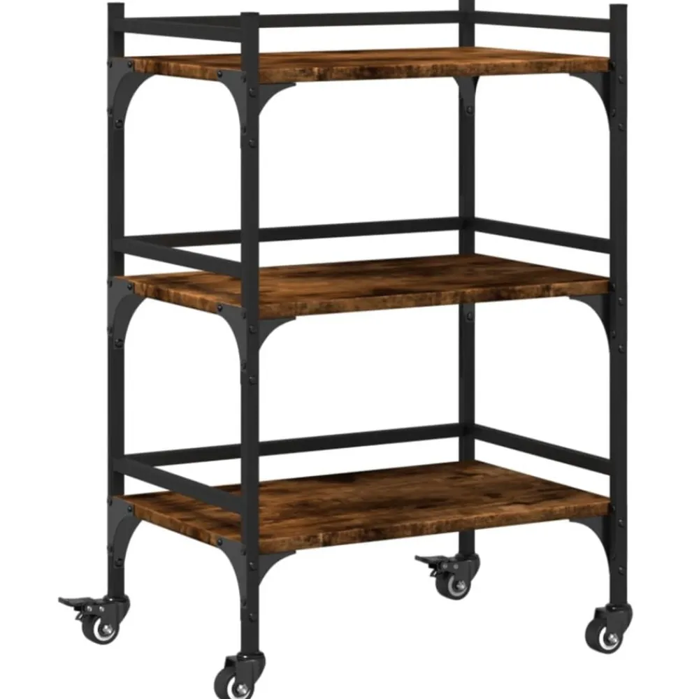 Trolleys*vidaXL Keukentrolley 50x35x75,5 cm bewerkt hout kleurig Gerookt eiken