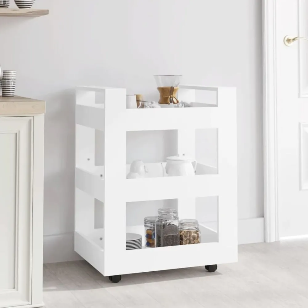 Trolleys*vidaXL Keukentrolley 60x45x80 cm bewerkt hout Wit