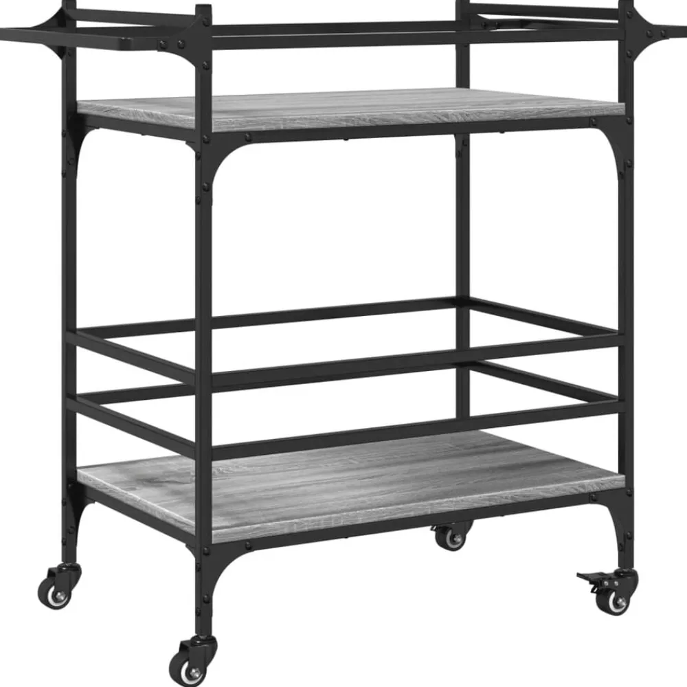 Trolleys*vidaXL Keukentrolley 82x40x78,5 cm bewerkt hout eiken Grijs sonoma