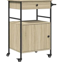 Trolleys*vidaXL Keukentrolley 56x43x89,5 cm bewerkt hout kleurig Sonoma eiken