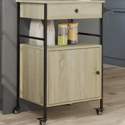 Trolleys*vidaXL Keukentrolley 56x43x89,5 cm bewerkt hout kleurig Sonoma eiken