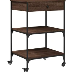 Trolleys*vidaXL Keukentrolley 60x48x89,5 cm bewerkt hout ig bruin eikenkleur