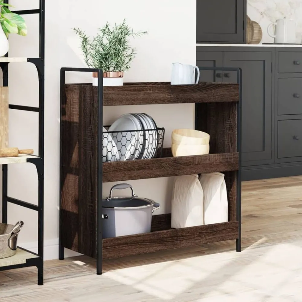 Trolleys*vidaXL Keukentrolley 70x30x82 cm bewerkt hout ig bruin eikenkleur