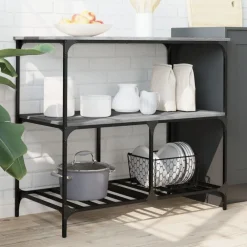 Keukentrolley 100x50x95 cm bewerkt hout eikenkleur><noscript><img width=