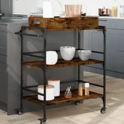 Keukentrolley 81,5x41x92,5 cm bewerkt hout kleurig>vidaXL Online