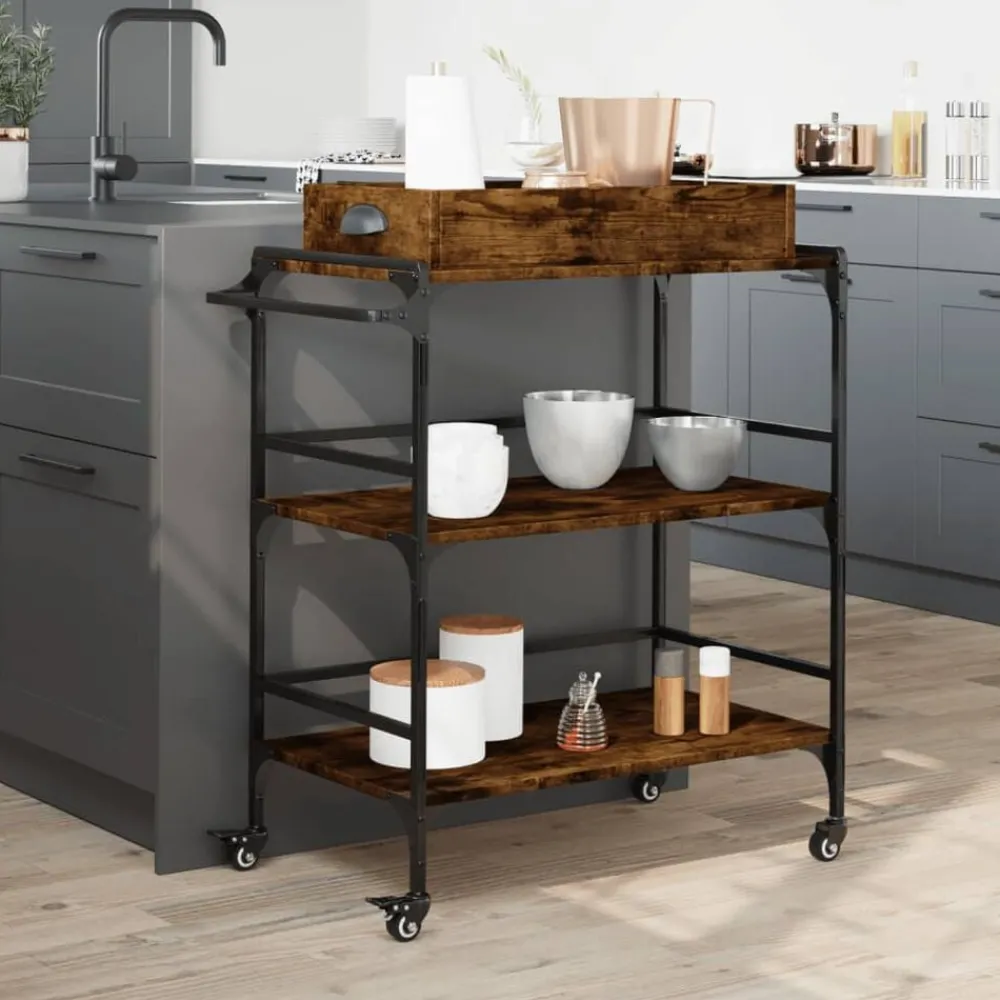 Keukentrolley 81,5x41x92,5 cm bewerkt hout kleurig>vidaXL Online