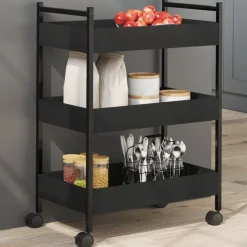 Trolleys*vidaXL Keukentrolley 50x30x70 cm bewerkt hout Zwart