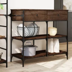 Trolleys*vidaXL Keukentrolley 105x42x95 cm bewerkt hout ig bruin eikenkleur