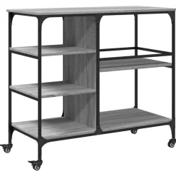 Trolleys*vidaXL Keukentrolley 100x45x89,5 cm bewerkt hout eiken Grijs sonoma
