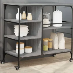 Trolleys*vidaXL Keukentrolley 100x45x89,5 cm bewerkt hout eiken Grijs sonoma