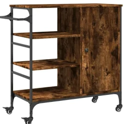 Trolleys*vidaXL Keukentrolley 87,5x38,5x84,5 cm bewerkt hout kleur Gerookt eiken