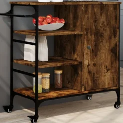 Trolleys*vidaXL Keukentrolley 87,5x38,5x84,5 cm bewerkt hout kleur Gerookt eiken