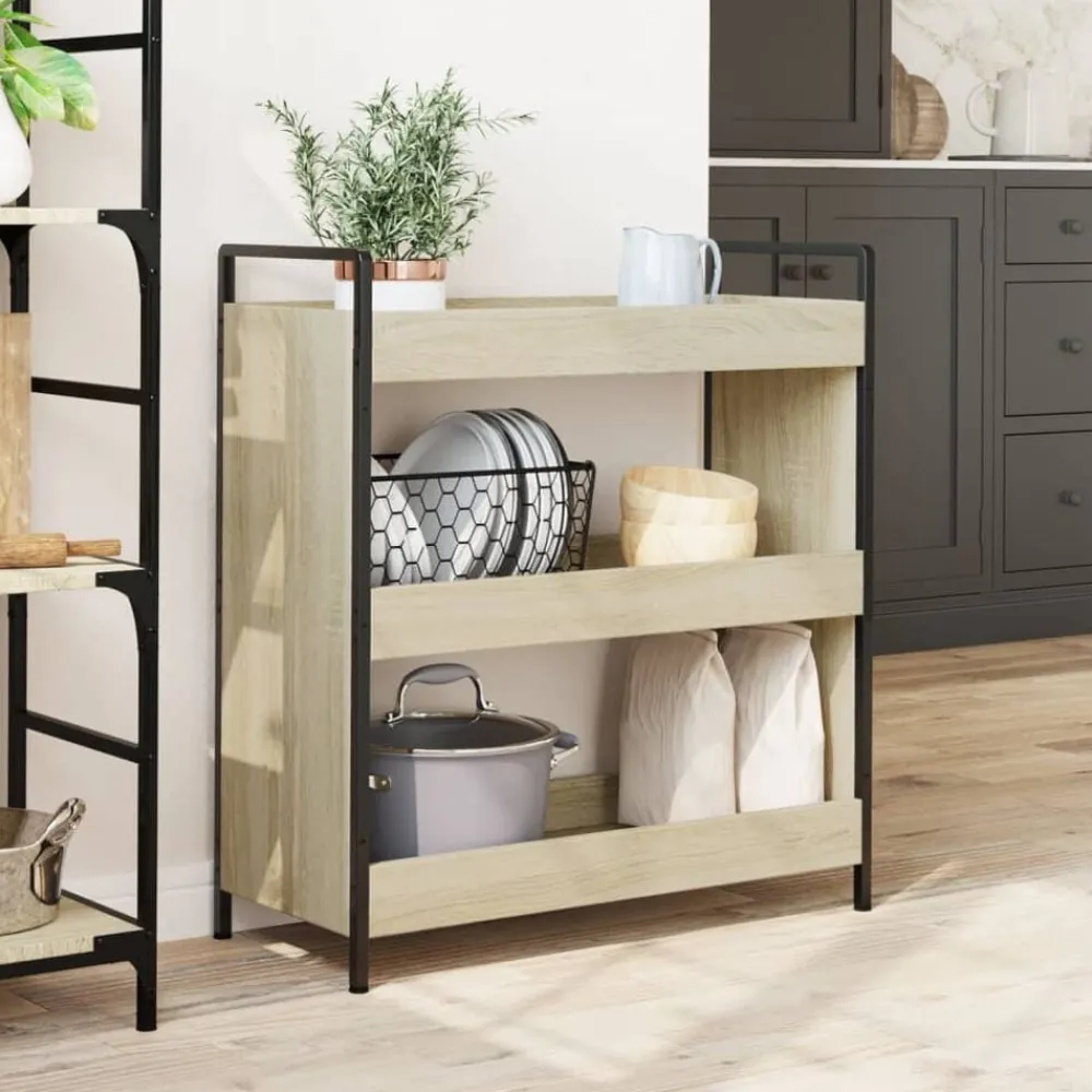 Trolleys*vidaXL Keukentrolley 70x30x82 cm bewerkt hout kleurig Sonoma eiken