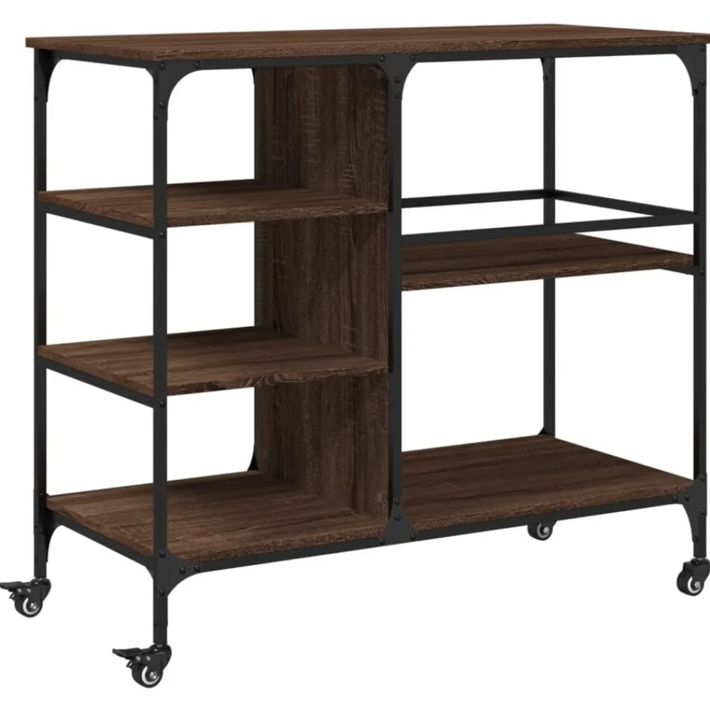 Trolleys*vidaXL Keukentrolley 100x45x89,5 cm bewerkt hout ig bruin eikenkleur