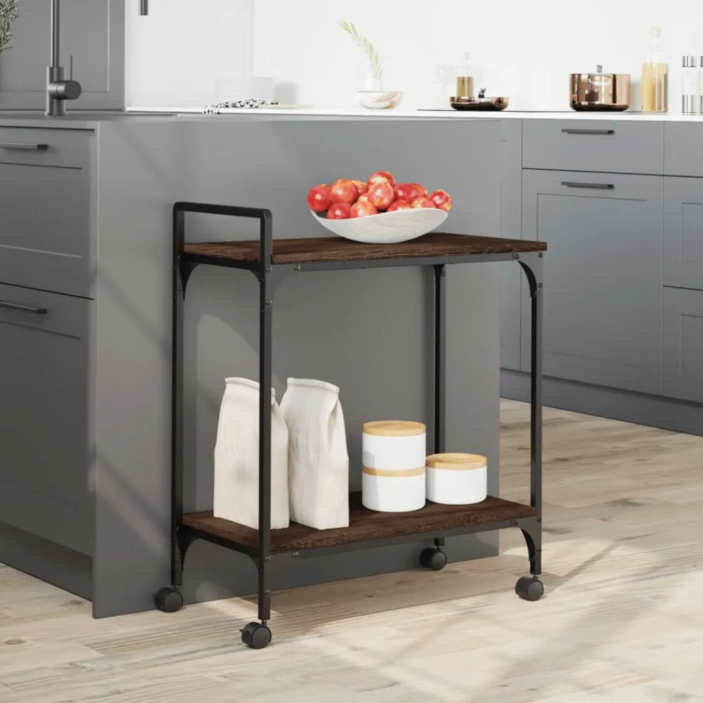 Trolleys*vidaXL Keukentrolley 60,5x31x72,5 cm bewerkt hout ig bruin eikenkleur