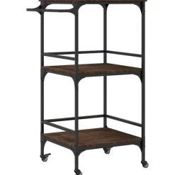 Trolleys*vidaXL Keukentrolley 60,5x50x105 cm bewerkt hout bruin eiken bruin eikenkleur