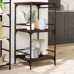 Trolleys*vidaXL Keukentrolley 60,5x50x105 cm bewerkt hout bruin eiken bruin eikenkleur
