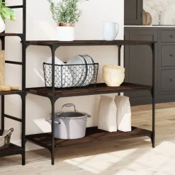 Trolleys*vidaXL Keukentrolley 102x50x95 cm bewerkt hout ig bruin eikenkleur