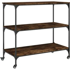 Trolleys*vidaXL Keukentrolley 102x50x95 cm bewerkt hout kleurig Gerookt eiken