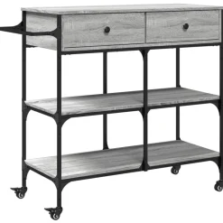Trolleys*vidaXL Keukentrolley 105x42x95 cm bewerkt hout eikenkleur Grijs sonoma