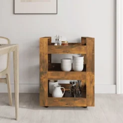 Trolleys*vidaXL Keukentrolley 60x45x80 cm bewerkt hout kleurig Gerookt eiken
