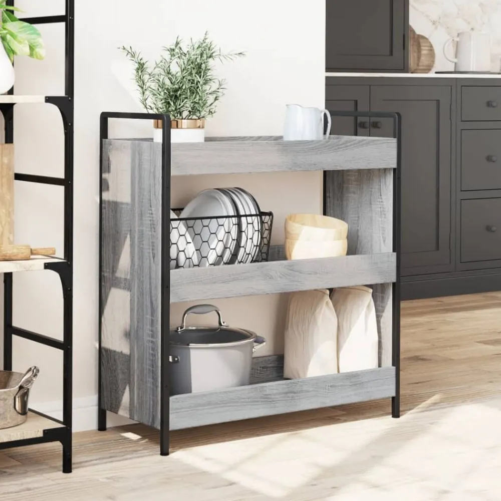 Trolleys*vidaXL Keukentrolley 70x30x82 cm bewerkt hout eikenkleur Grijs sonoma