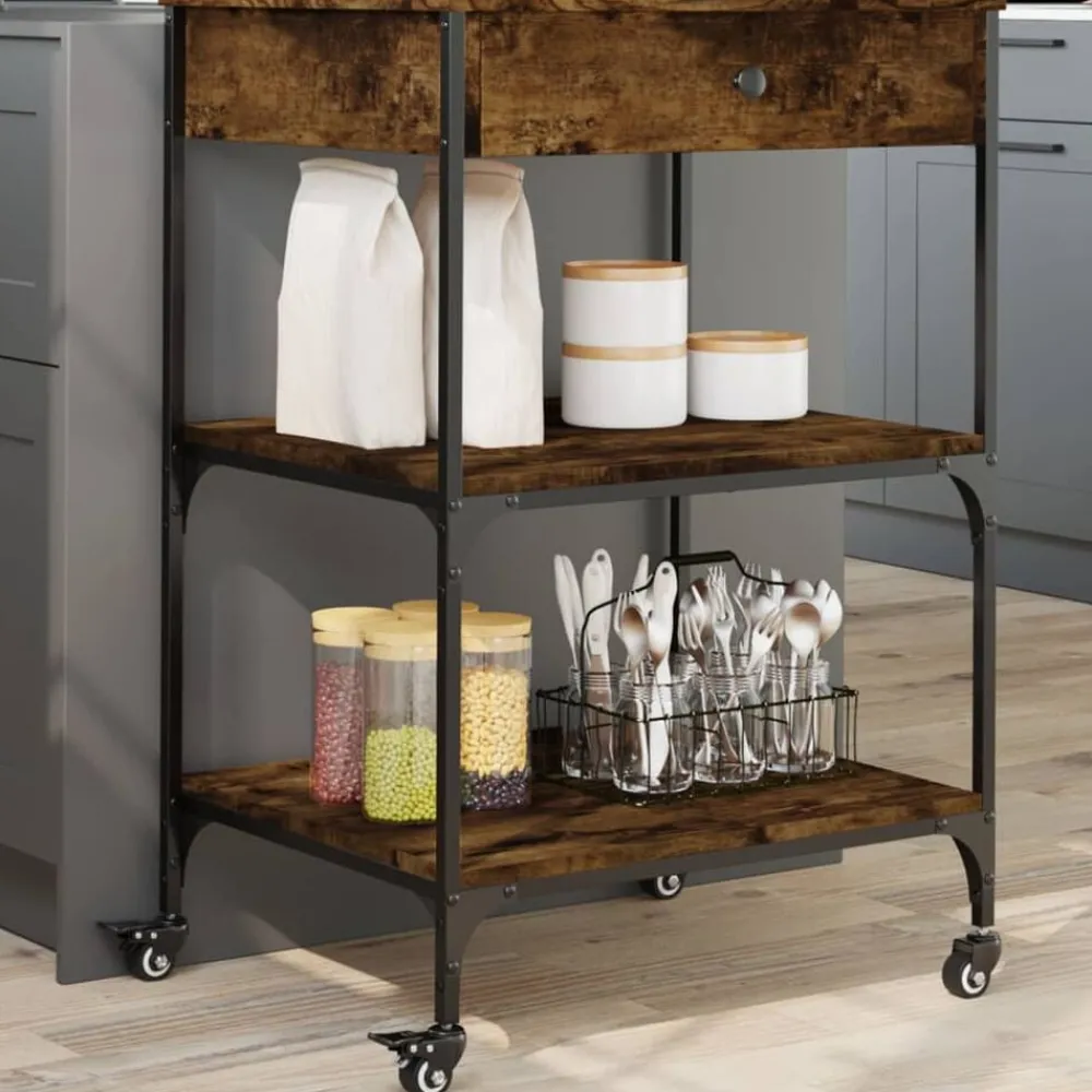 Keukentrolley 60x48x89,5 cm bewerkt hout kleurig>vidaXL Discount