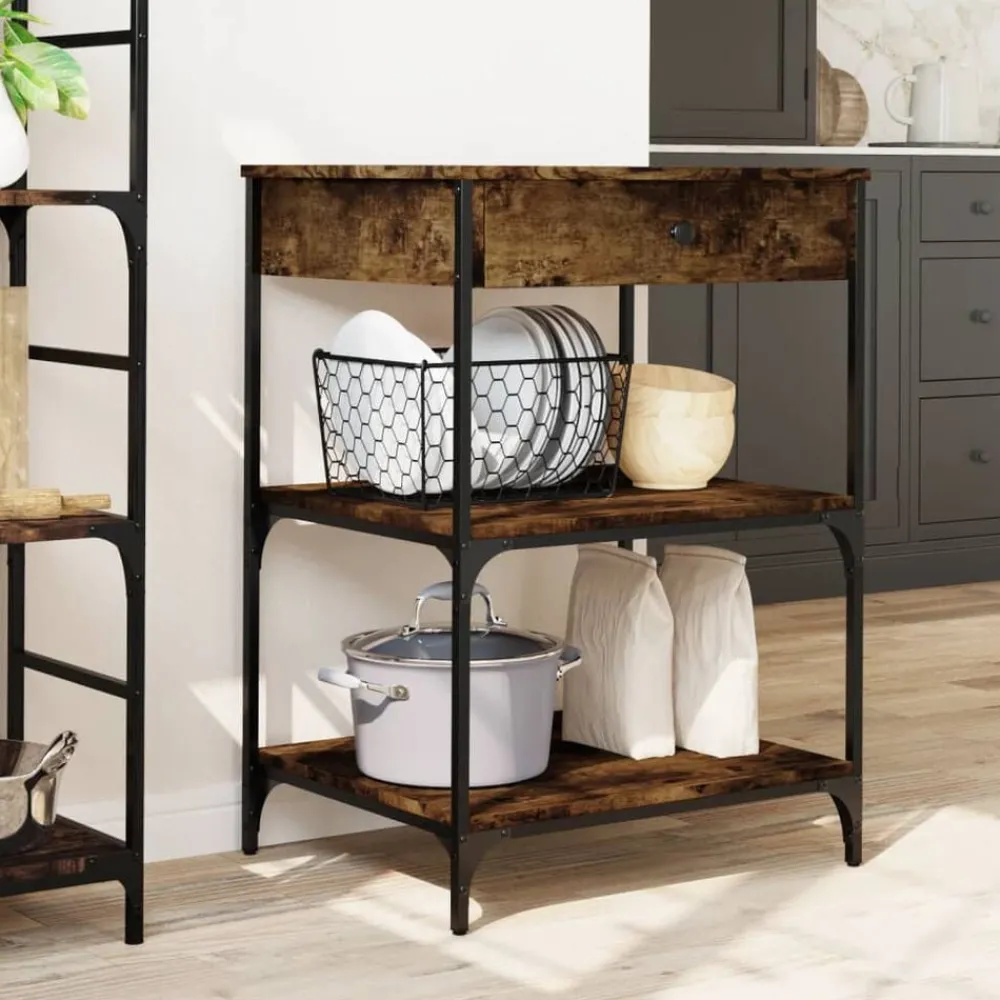 Keukentrolley 60x48x89,5 cm bewerkt hout kleurig>vidaXL Discount