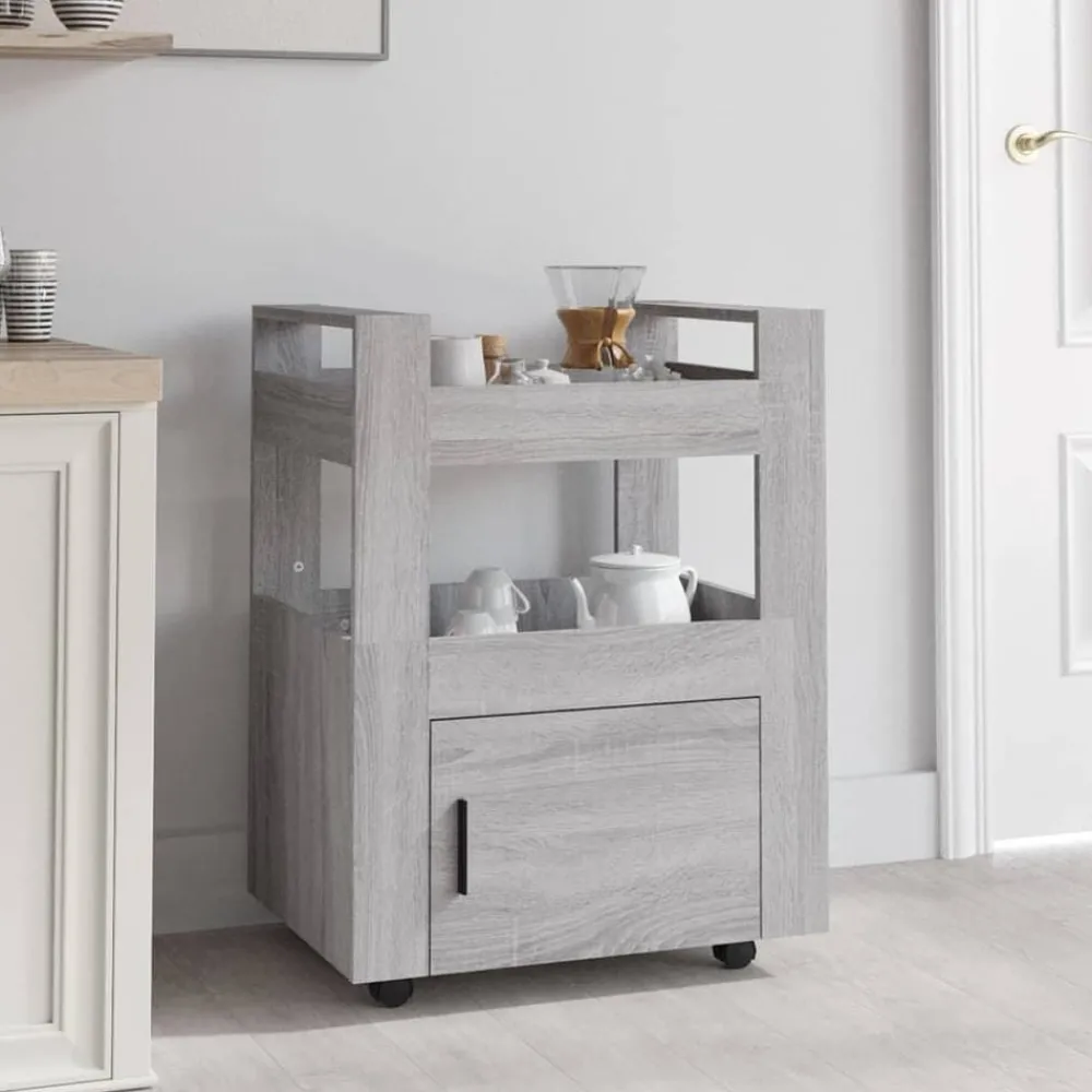 Trolleys*vidaXL Keukentrolley 60x45x80cm bewerkt hout eikenkleurig Grijs sonoma
