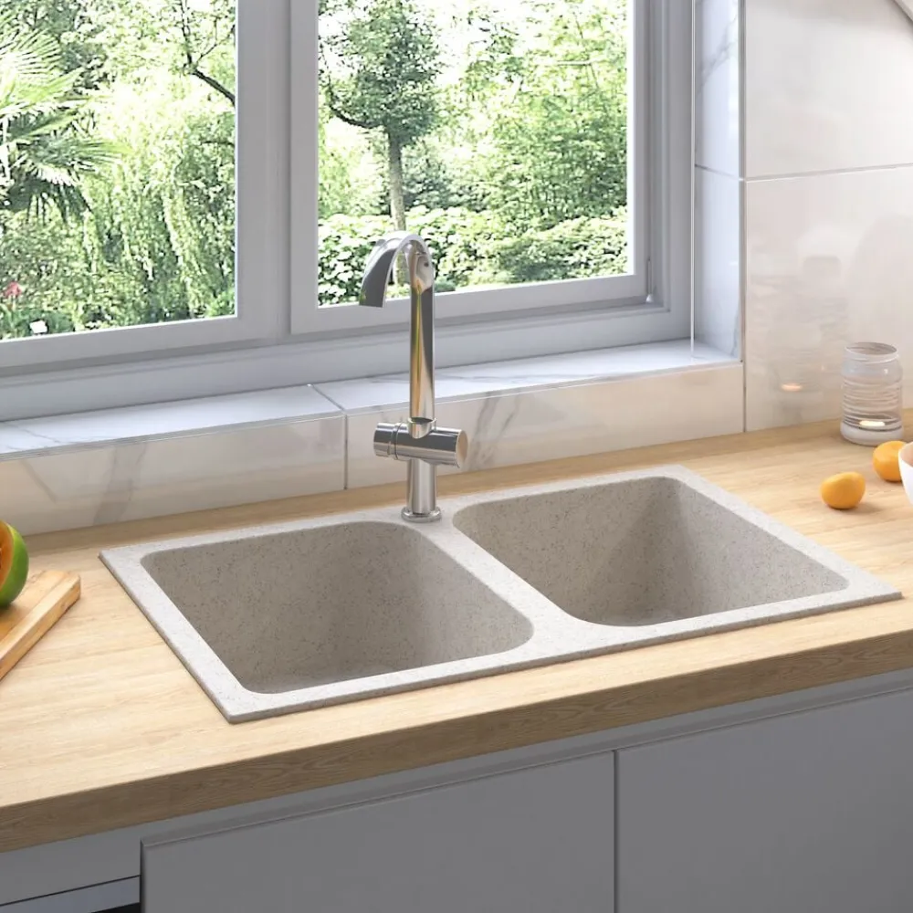 Keukenwasbak 76 x 48 x 30 cm Kwarts en hars>vidaXL Sale