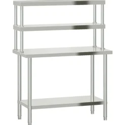 Keukenwerktafel met bovenschap 110x55x150 cm roestvrij staal>vidaXL Best