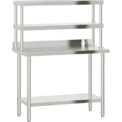Catering & Horeca*vidaXL Keukenwerktafel met bovenschap 110x55x150 cm roestvrij staal