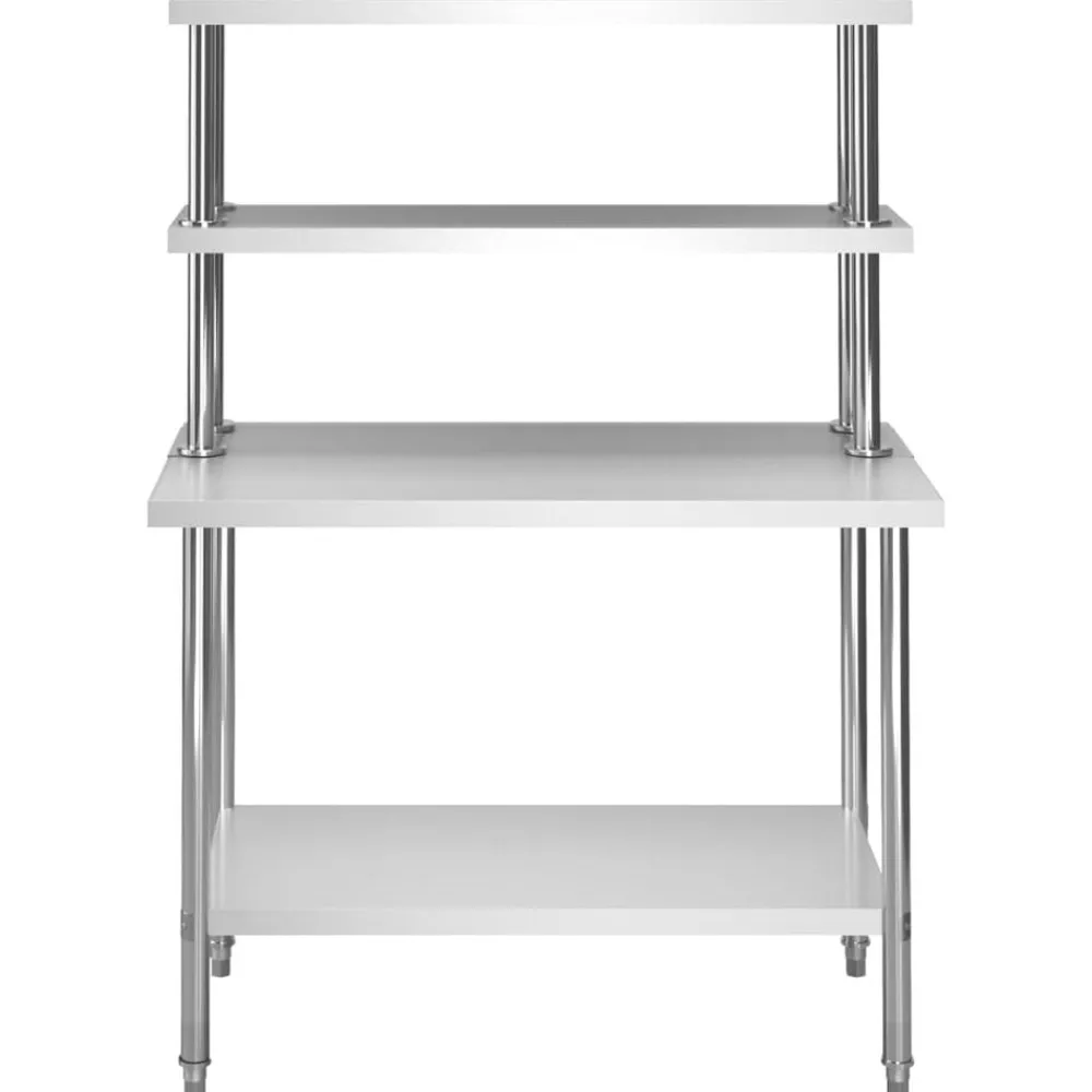 Keukenwerktafel met bovenschap 120x60x150 cm roestvrij staal>vidaXL Clearance