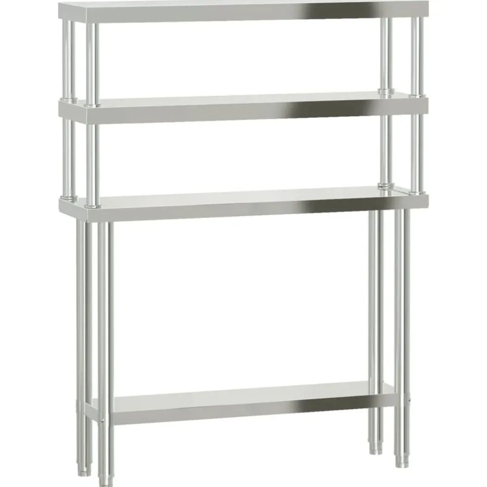 Keukenwerktafel met bovenschap 110x30x150 cm roestvrij staal>vidaXL