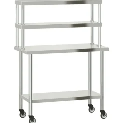 Keukenwerktafel met bovenschap 110x55x150 cm roestvrij staal>vidaXL Hot