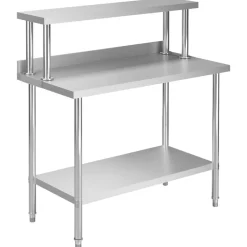 Keukenwerktafel met bovenschap 120x60x120 cm roestvrij staal>vidaXL Discount