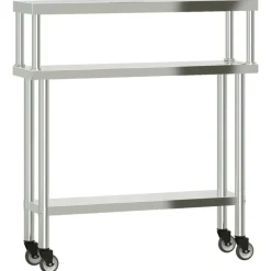 Keukenwerktafel met bovenschap 110x30x120 cm roestvrij staal>vidaXL Hot