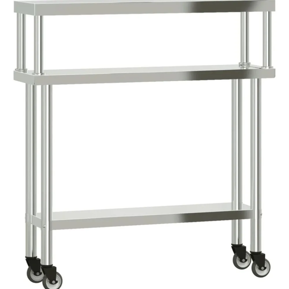 Keukenwerktafel met bovenschap 110x30x120 cm roestvrij staal>vidaXL Hot