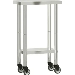 Catering & Horeca*vidaXL Keukenwerktafel met wielen 55x30x85 cm roestvrij staal