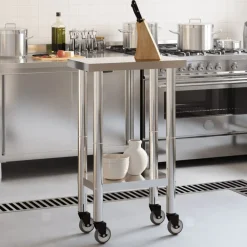 Catering & Horeca*vidaXL Keukenwerktafel met wielen 55x30x85 cm roestvrij staal