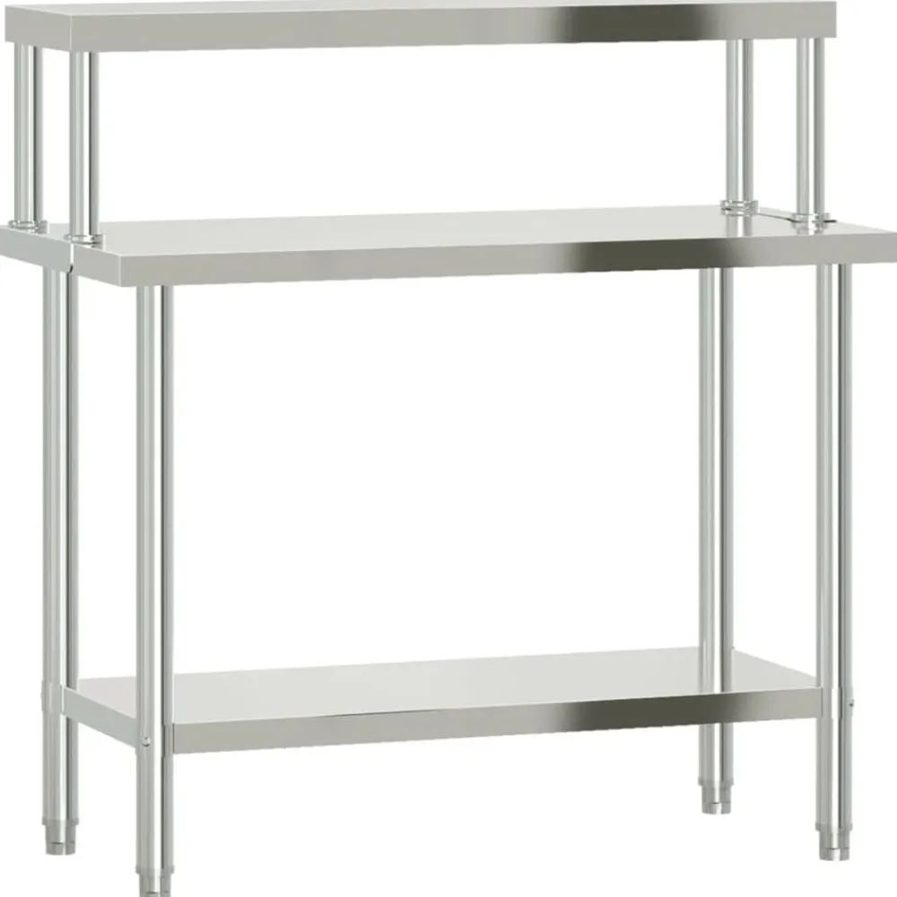 Keukenwerktafel met bovenschap 110x55x120 cm roestvrij staal>vidaXL