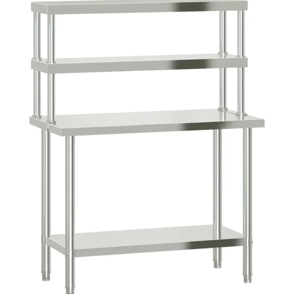 Keukenwerktafel met bovenschap 110x55x150 cm roestvrij staal>vidaXL