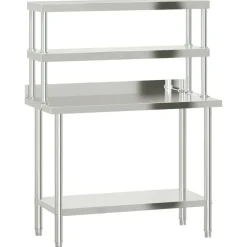 Keukenwerktafel met bovenschap 110x55x150 cm roestvrij staal>vidaXL Outlet