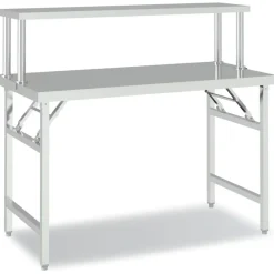 Catering & Horeca*vidaXL Keukenwerktafel met bovenschap 120x60x115 cm roestvrij staal