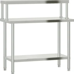 Keukenwerktafel met bovenschap 110x55x120 cm roestvrij staal>vidaXL Online