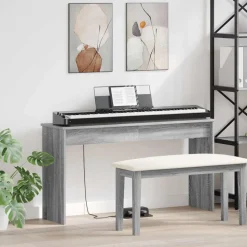 Kunst & Entertainment*vidaXL Keyboardstand 120 x 32 x 64 cm Bewerkt hout Grijs sonoma