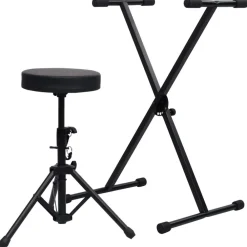 Keyboardstandaard en -kruk zwart>vidaXL Discount